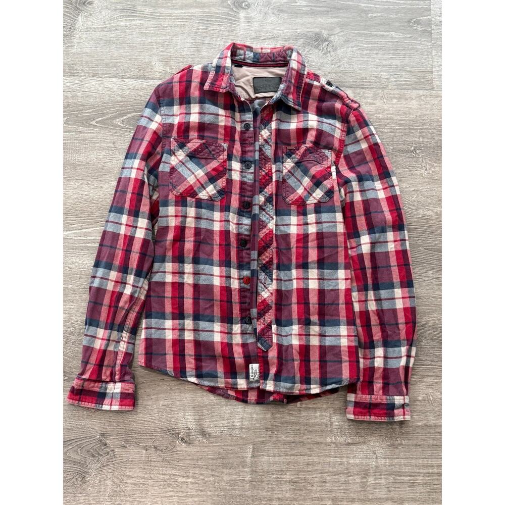 Buffalo David Bitton Shirt Mens M Red Plaid Long Sleeve Button Up Extra Large